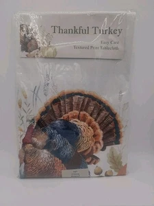 Holiday Turkey Bordered Fall Wrinkle Resistant Tablecloth, Seasonal Dining-Table - Picture 1 of 4