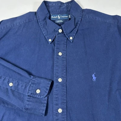 Ralph Lauren Men's L Blake Classic Fit Navy Blue Button Down Shirt Pony NEW - Image 1 of 4