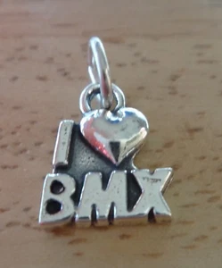 Dije de bicicleta BMX de plata esterlina 13x11 mm amor (corazón) - Imagen 1 de 3