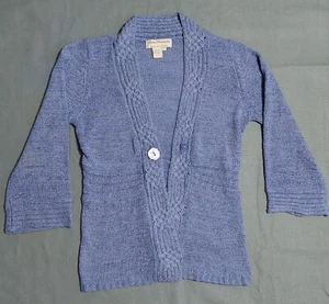 Norm Thompson Open Front Long Sleeve Cardigan Knit Blue Purple Size Small *NOTE* - Picture 1 of 14