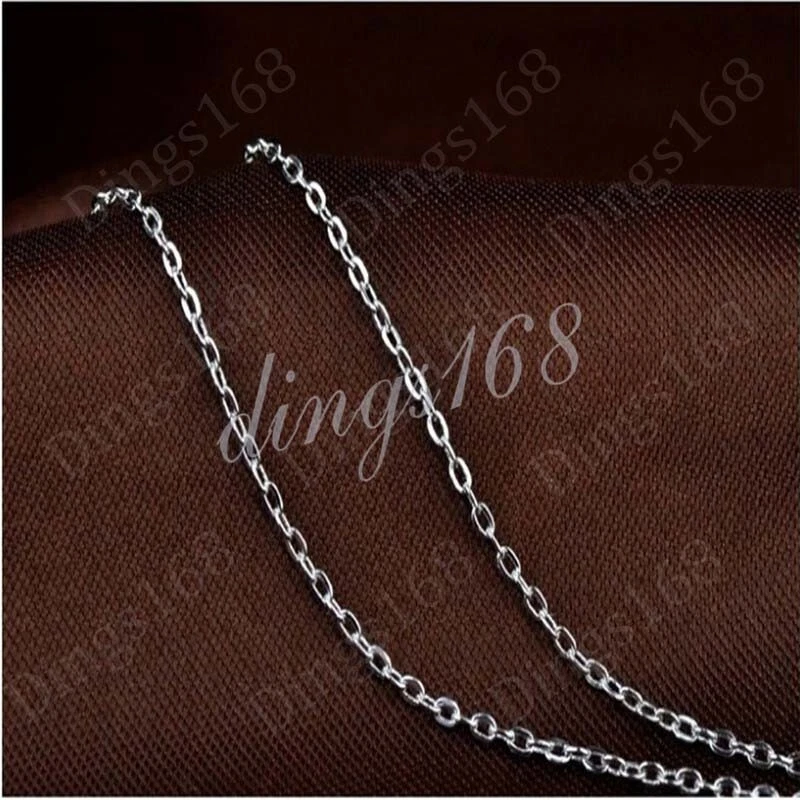 Collar de cadena de cable hipoalergénico relleno de oro blanco de 18 quilates real de 18 pulgadas 2 mm N146W Foto 1 de 1