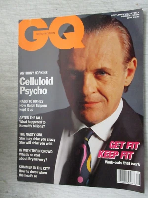 GQ MAGAZINE BRITISH EDITION JUNE 1991 ANTHONY HOPKINS RALPH HALPERN MENS FASHION Foto 1 de 2