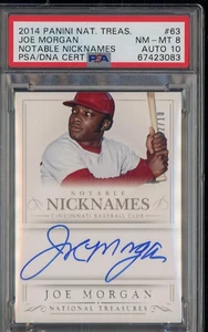 Joe Morgan 2014 National Treasures #63 #02/10 PSA 8 PSA/DNA 10 AUTO - Picture 1 of 2