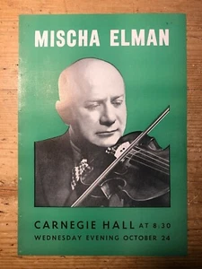 Mischa Elman Violin Recital 1945 Concert programme Carnegie Hall - Picture 1 of 2