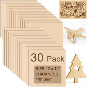 30 Stck. Lindenholz Platten 12 x 12 x 1/8 Zoll, 3 mm Lindenholz zum Laserschneiden, Basswo... - Bild 1 von 7