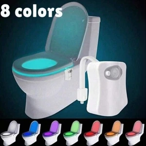 LED Toilet Bathroom Night Light PIR Motion Activated Seat Sensor 8Color Changing - Picture 1 of 10