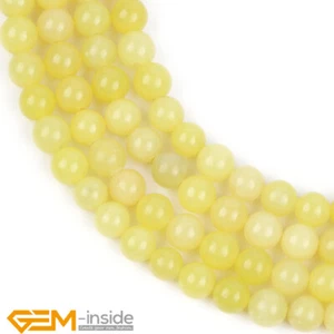 Natural Yellow Green Jade Gemstone Round Spacer Loose Beads For Jewellery Making - Bild 1 von 32