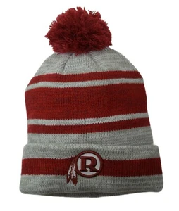Washington Redskins NFL Legacy Alt Logo Gray & Red Knit Pom Beanie Winter Hat - Picture 1 of 2