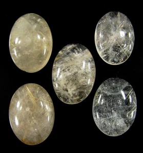 50.15 Ct Natural Golden Rutile Quartz Gemstone 17-18 mm Cabochon 5 Pc Lot- 61656 - Picture 1 of 2