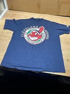 Vintage Starter 1995 Cleveland Indians Chief Wahoo AL Central Champs T-Shirt Lg - Picture 1 of 7