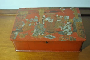 Box Boxset Chinese Antique China Canton 19/20 Century Lacquer Red Character - Picture 1 of 24