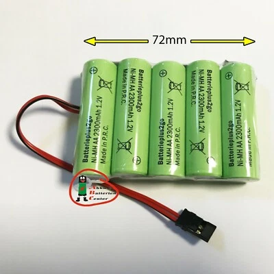 1x Flattop AA  Empfänger Akku 6V  2300mAh Ni-MH  mit Graupner-St F1x5 R.   - Bild 1 von 2