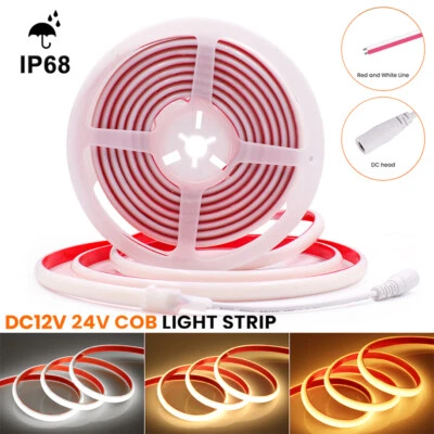 12V 24V COB LED Streifen Neon Strip Band IP68 Wasserdicht Außen Selbstklebend DE - Bild 1 von 4
