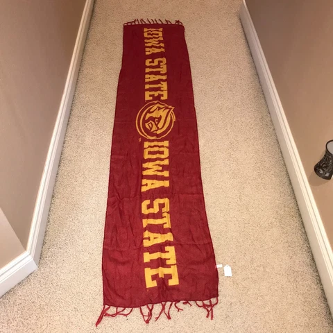 Iowa State Cyclones Women's Scarf 78LX17H Mascot Cy Cardinal with Tassels NEW Cover