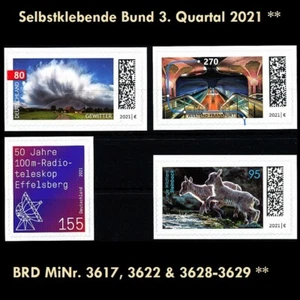 BRD MiNr. 3617, 3622, 3628-3629 ** Selbstklebende Bund 3. Quartal 2021, postfr. - Picture 1 of 1