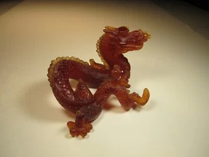 Daum France AMBER DRAGON Figurine Pate de Verre France Mint - Picture 1 of 12