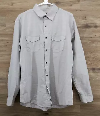 PD&C Dress Shirt Men's Large Light Gray Long Sleeve Button Up - Image 1 of 4