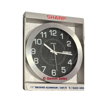 Sharp 11” Wall Clock with Brushed Aluminum Case - Image 1 of 2