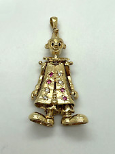 9ct Yellow Solid Gold CZ Clown Pendant