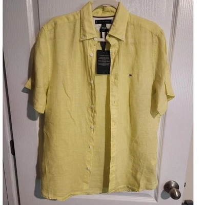 Camisa Tommy Hilfiger Calce Regular Lino Manga Corta Pequeña Hamptons Dinero Antiguo Nueva con Etiquetas Foto 1 de 4