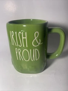 Rae Dunn "Irish And Proud" Green Coffee Mug With Shamrocks - Picture 1 of 4