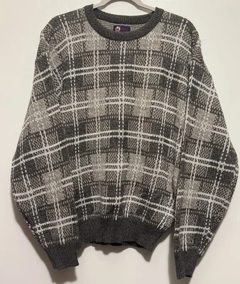 Suéter a Cuadros Vintage Trading Company Años 90 Marrón Crema Oliva Talla Grande Foto 1 de 4