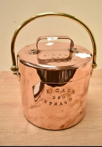 Antiker Kupfer Suppentopf mit Deckel Stil Deckel gemarkt E.Cash 290 Der Strang H18cm - Bild 1 von 9