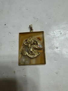 Antiguo colgante oriental disfraz ojo de tigre vintage - Imagen 1 de 13