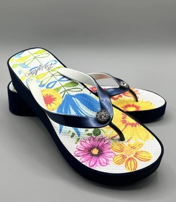 Chanclas Brighton Moda Cuña Cómodas Florales Para Mujer Talla 10 Joya Adorno Foto 1 de 4