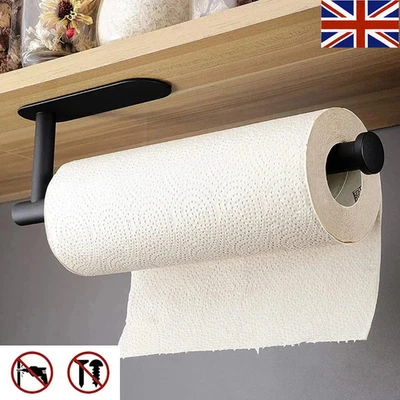 Kitchen Paper Towel Holder Adhesive Tissue Hanger Toilet Roll Paper Dispenser - Image 1 of 4