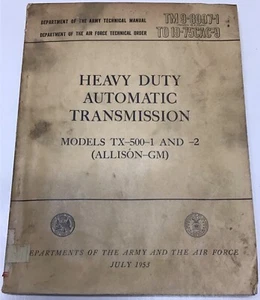 TM 9-8007-1 Heavy Duty Automatic Transmission TX-500-1 & 2 Allison GM July 1953 - Picture 1 of 12