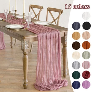 Pleated Table Runner Semi-Sheer Gauze Table Setting Tablecloth Table Runner - Picture 1 of 26