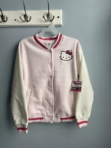 Sanrio Hello Kitty Varsity Cotton Jacket Pink White Girl Sz. 8/10 New - Picture 1 of 4