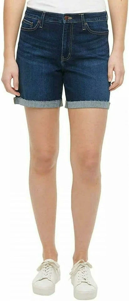 Calvin Klein Jeans Womens Roll Cuff Denim Shorts Pacific Blue Size 6