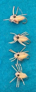 Mouches de pêche à la mouche crabe ~ Assortiment de 4 tailles différentes ~ Permis / poisson os - Photo 1/5