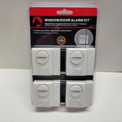 Doberman Security Window Door Alarm Kit Magnetically Triggered Alarm 4 Pack - Image 1 of 4