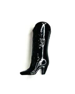 Miniature Black Glazed Metal Cowboy Boot 2” Tall - Picture 1 of 6