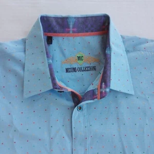 Mizumi Collezioni Blue Design Pattern Button-Up Long Sleeve Shirt Men's Size XL - Picture 1 of 8