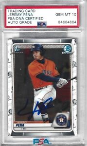 Jeremy Pena 2020 1st Bowman Chrome  ROOKIE PSA 10 GEM MT AUTO