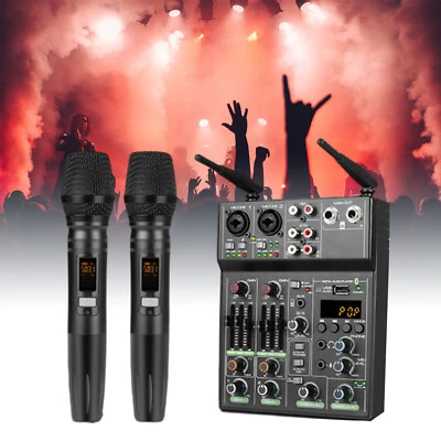 U10 4 Channels Compact Studio Mixer USB Audio Interface TWO Wireless Microphone - Image 1 of 4