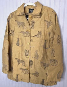 Giancarlo Ferrari Women JACKET 10 12 Designer Gold Black Tiger Collar Career VTG - Picture 1 of 12