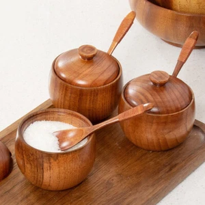 Seasoning Jar Spoon Salt Pepper Cellar Salt Bowl with Spoon Condiment Container - Picture 1 of 12