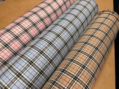 Tartan CHECK Plaid Designer  Fabric 140CM WIDE pink,blue.beige burberry - Image 1 of 4
