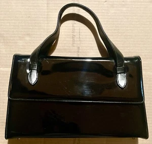 UNBRANDED VINTAGE 50ER 60ER JAHRE SCHWARZ VINYL TOP GRIFF TASCHE GELDBÖRSE 3 FÄCHER - Bild 1 von 9