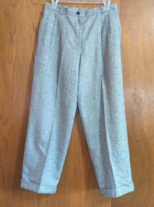 Vintage Liz Claiborne Womens Sz 12P Petite Pants Cuffed Silk Wool Blend Trousers - Picture 1 of 12