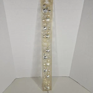 Disney Parks Mini Mickey Mouse Head Glass Ornaments Set Of 12 Silver And Glitter - Picture 1 of 6
