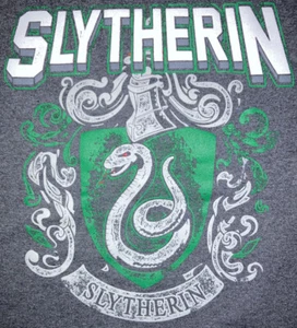 HARRY POTTER Hogwarts Slytherin House Crest Snake - Youth Medium T-Shirt Gray - Picture 1 of 7