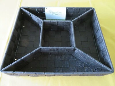 SIGNATURE Homestyle Vinyl Basket weave divided Organizer-EXPRESSO- NEW with Tag - Image 1 of 4