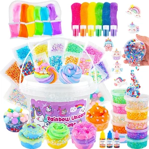 Crystal Clear Slime Kit for Kids, DIY Slime Making Kit with 6 Sets Add-Ins, Rain - Picture 1 of 12
