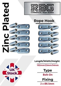 10x Tailboard Rope Hooks Small Zinc Plated Trailers Vans Truck Dropside Bolt On - Picture 1 of 8